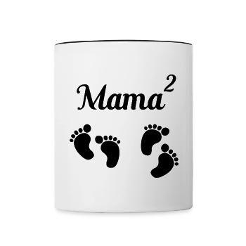 Maman jumeaux carrés jumeaux cadeau - Mug contrasté - blanc/noir - Devant