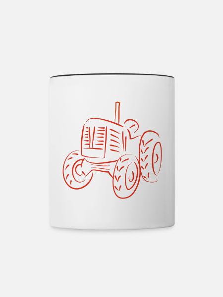 Rustikaler Traktor Silhouetten-Design - Tasse zweifarbig - Weiß/Schwarz