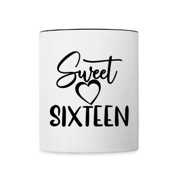 Sweet Sixteen Mignon cadeau de 16 ans - Mug contrasté - blanc/noir - Devant