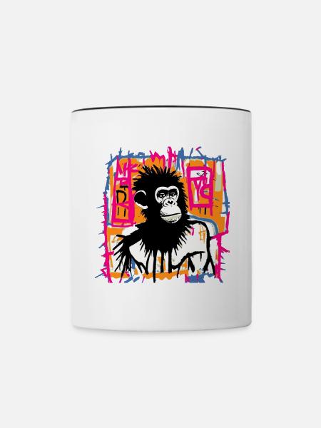 Schimpansen-Straßenkunst – Bunte Affengraffiti - Tasse zweifarbig - Weiß/Schwarz