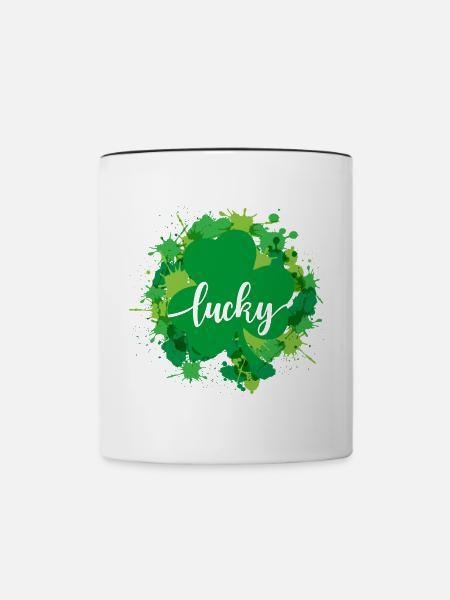 Aquarell Saint Patrick Day - Tasse zweifarbig - Weiß/Schwarz