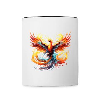 Phénix, Phénix, Feu, Flammes, Oiseau, Mythologie - Mug contrasté - blanc/noir - Devant