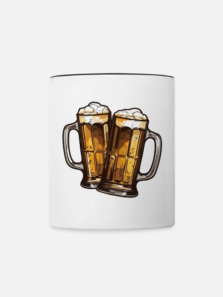 Bierkrug Bier Anstoßen - Tasse zweifarbig - Weiß/Schwarz