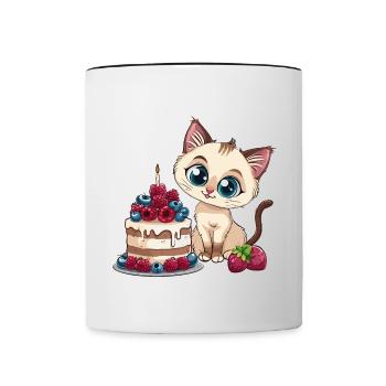 Tarte au chat Gâteau Bec sucré Grignotage Cuisson Sucré - Mug contrasté - blanc/noir - Devant