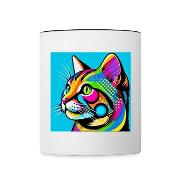 Chat Pop Art - Mug contrasté - blanc/noir - Devant