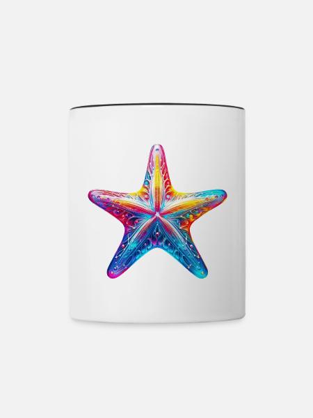 Seestern - Tasse zweifarbig - Weiß/Schwarz
