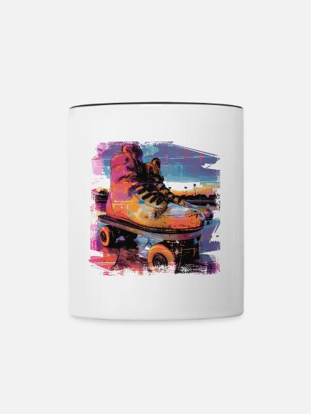 Rollerskates Illustration - Tasse zweifarbig - Weiß/Schwarz