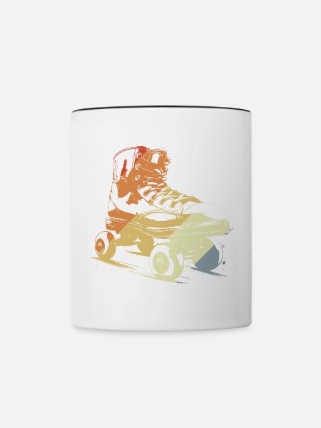 Retro Roller Skates Zeichnung - Tasse zweifarbig - Weiß/Schwarz