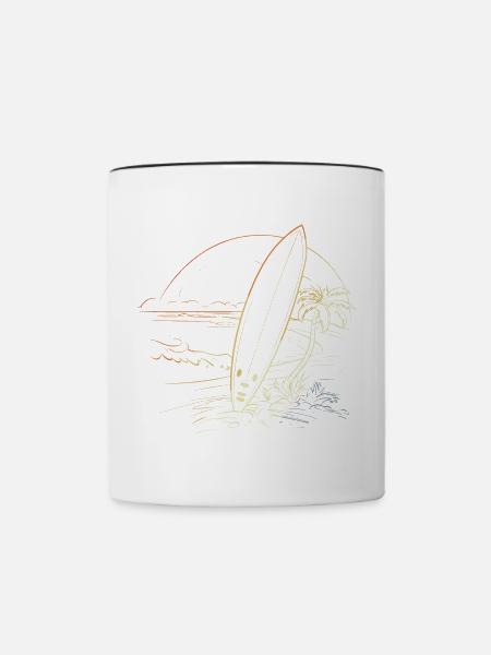 Surfen Skizze Retro - Tasse zweifarbig - Weiß/Schwarz