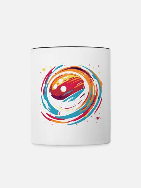 Retro Bowlingkugel - Tasse zweifarbig - Weiß/Schwarz