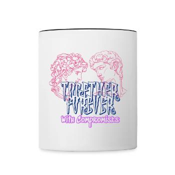 Amour et compromis - Collection romantique pour les couples - Mug contrasté - blanc/noir - Devant