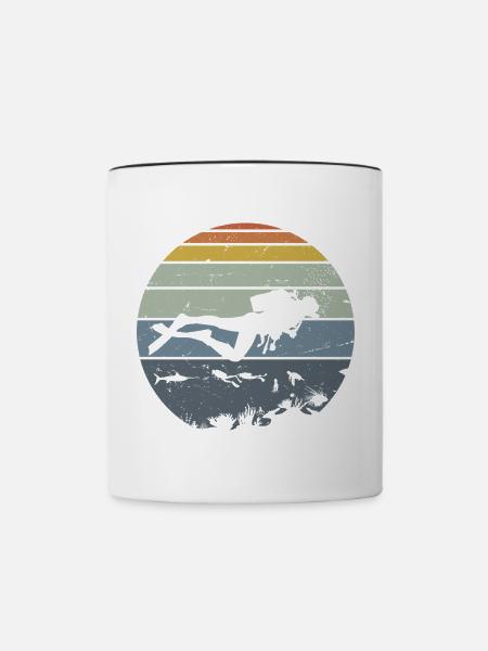 Unterwassertaucher Silhouette Szene - Tasse zweifarbig - Weiß/Schwarz