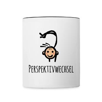 Handstand Perspektive Perspektivwechsel - Tasse zweifarbig - Weiß/Schwarz - Vorne