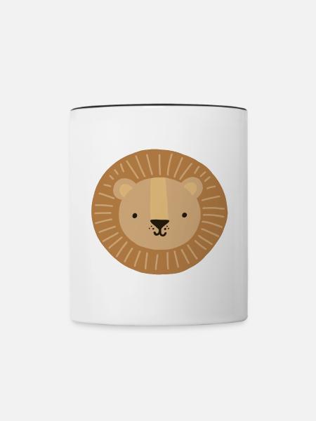 Löwenkopf Kindermotiv - Tasse zweifarbig - Weiß/Schwarz