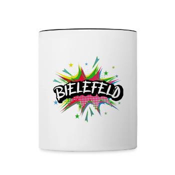 Bielefeld Deutschland Stadt Pop Art Comic Kunst - Tasse zweifarbig - Weiß/Schwarz - Vorne