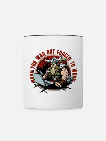 Wikinger-Admin mit Schriftzug - Tasse zweifarbig - Weiß/Schwarz