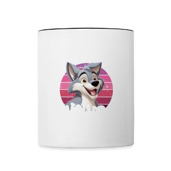 Wolf Just A Girl Who Loves Wolves Wolfskopf - Contrasting Mug - white/black - Front