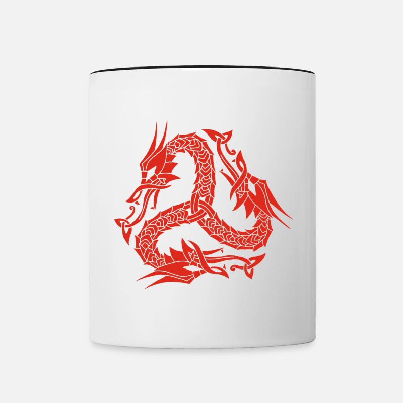 Hydre rouge celte - Mug contrasté - blanc/noir