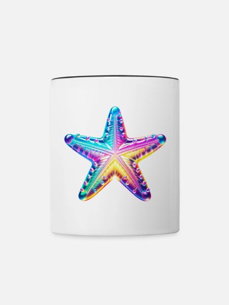 Seestern - Tasse zweifarbig - Weiß/Schwarz