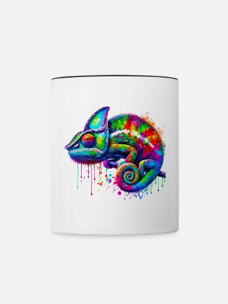 Chamäleon - Tasse zweifarbig - Weiß/Schwarz