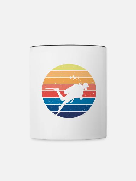 Retro Vibe Taucher - Tasse zweifarbig - Weiß/Schwarz