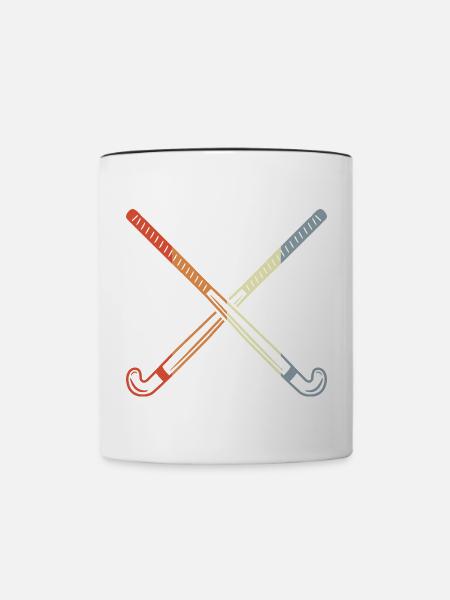 Retro Hockeyschläger - Tasse zweifarbig - Weiß/Schwarz