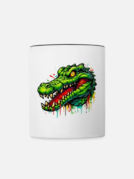 Alligator-Krokodil - Tasse zweifarbig - Weiß/Schwarz