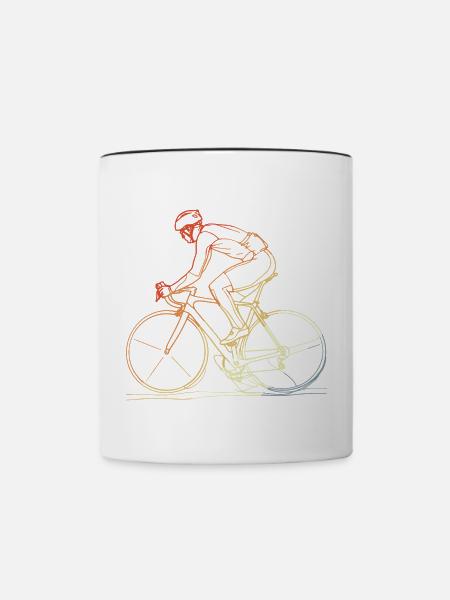 Radfahrer Line Art Retro - Tasse zweifarbig - Weiß/Schwarz