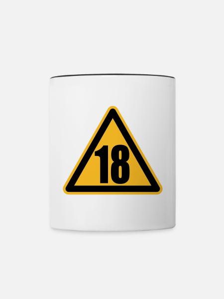 Achtung 18 - Tasse zweifarbig - Weiß/Schwarz