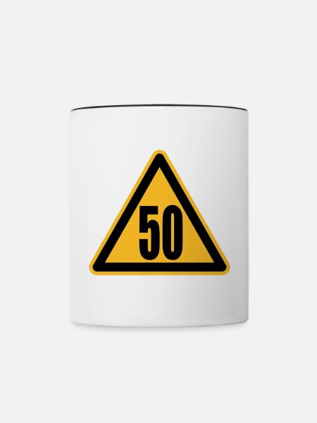 Achtung 50 - Tasse zweifarbig - Weiß/Schwarz