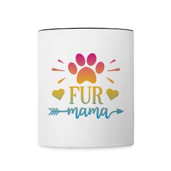 Maman à fourrure - Mug contrasté - blanc/noir - Devant