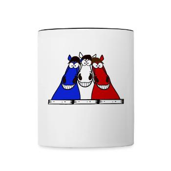 Blue White Red Horses - Contrasting Mug - white/black - Front