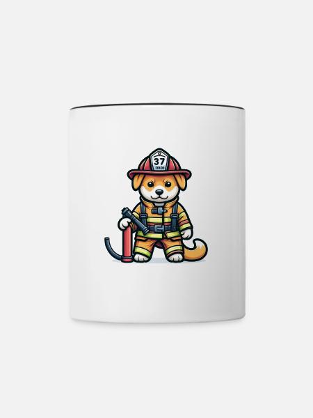 Cute Dog Firefighter - Tasse zweifarbig - Weiß/Schwarz