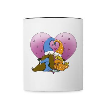 Couple de gnomes pour la Saint-Valentin et les amoureux - Mug contrasté - blanc/noir - Devant