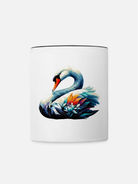 Schwan - Tasse zweifarbig - Weiß/Schwarz