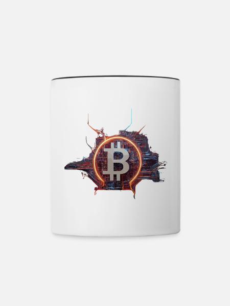 Cyber-Modern Bitcoin Design - Tasse zweifarbig - Weiß/Schwarz