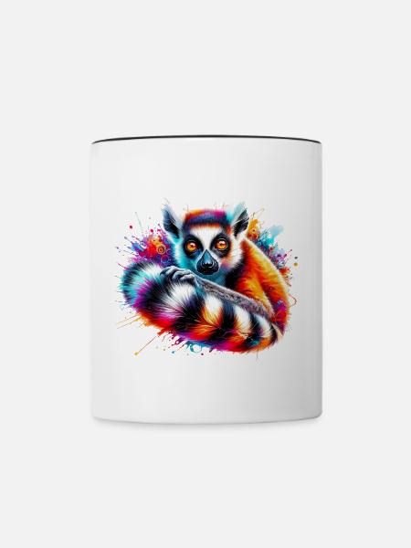 Lemur - Tasse zweifarbig - Weiß/Schwarz
