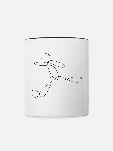 Fußball Line Art - Tasse zweifarbig - Weiß/Schwarz