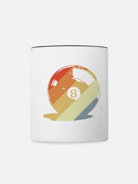 Retro Billardkugel Grafik - Tasse zweifarbig - Weiß/Schwarz