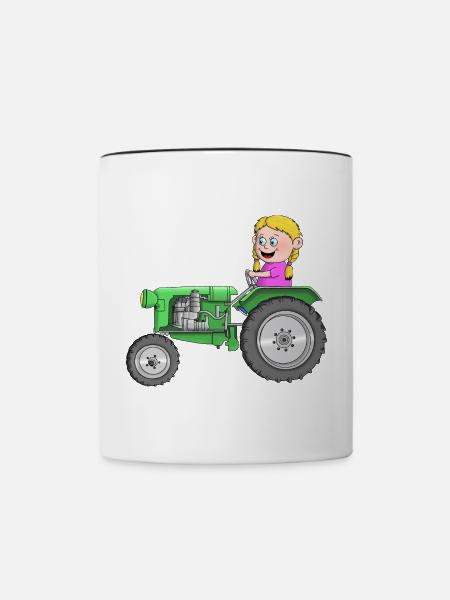 Traktor Kinder - Tasse zweifarbig - Weiß/Schwarz