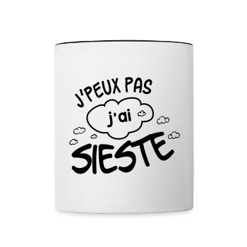 Je peux pas j'ai sieste ! humour - Mug contrasté - blanc/noir - Devant