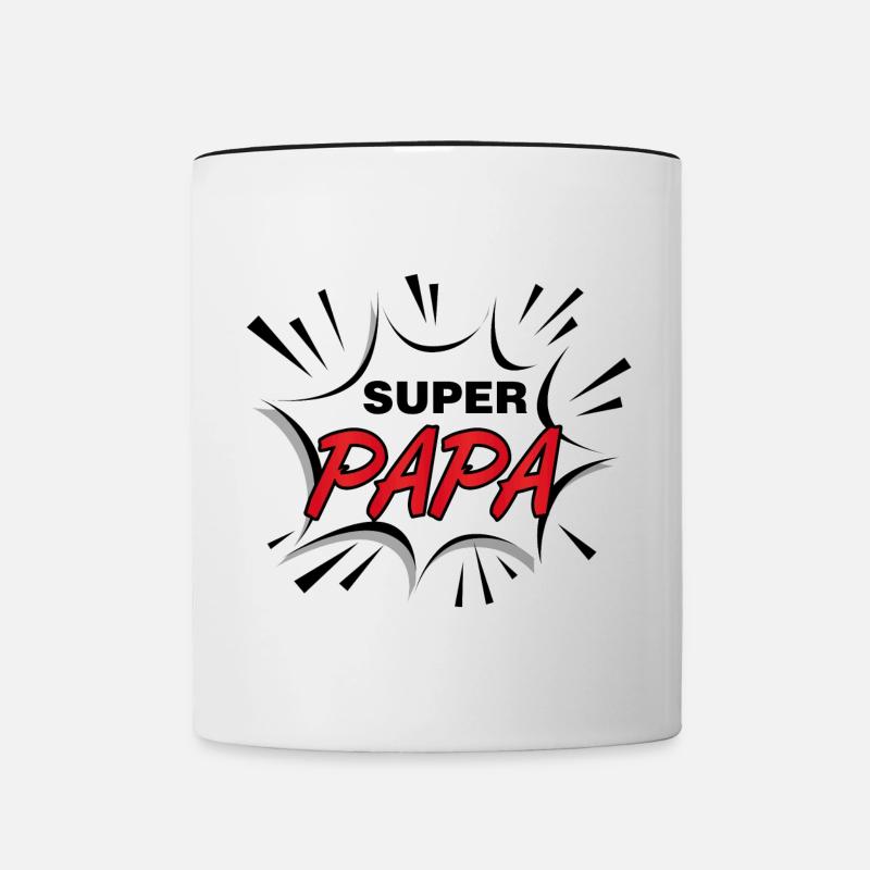 Super papa ! papa mon héro ! - Mug contrasté - blanc/noir