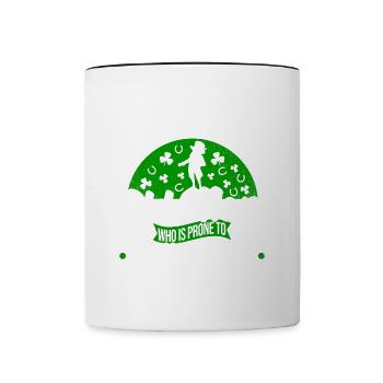 Lustiger Irischer Kobold Kleeblatt St Patricks Day - Tasse zweifarbig - Weiß/Schwarz - Vorne