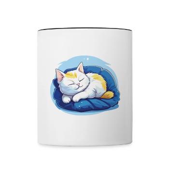 Sleeping Cat Official Sleep Shirt Kitten - Contrasting Mug - white/black - Front