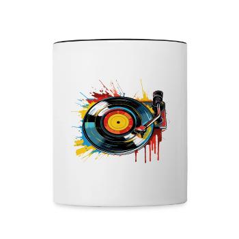 Disque Vinyle LP Platine Rétro - Mug contrasté - blanc/noir - Devant