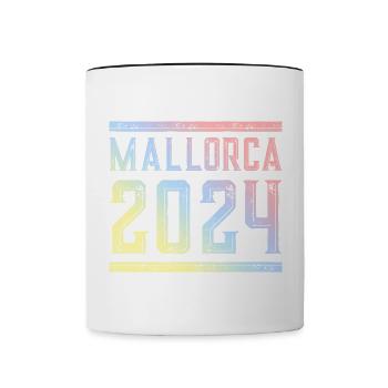Mallorca 2024 Bunt - Tasse zweifarbig - Weiß/Schwarz - Vorne