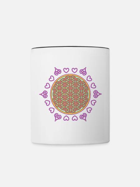 Lebensblume - Tasse zweifarbig - Weiß/Schwarz