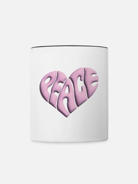 Peace Herz 3d pink - Tasse zweifarbig - Weiß/Schwarz