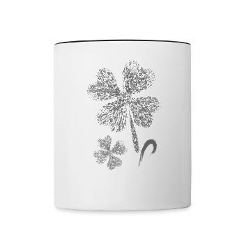 Kleeblätter mit Unendlichkeitssymbol. Glitter. - Tasse zweifarbig - Weiß/Schwarz - Vorne
