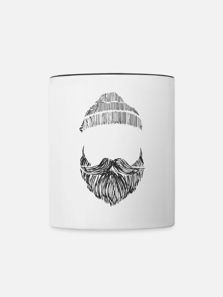 Bart mit Mütze - Tasse zweifarbig - Weiß/Schwarz